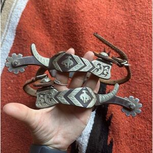 Custom Vintage cowboy spurs with Wyoming bucking horse!